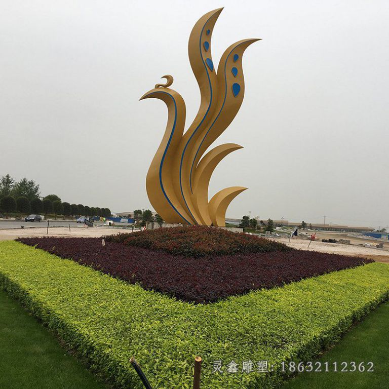 不锈钢凤凰动物雕塑 (45)