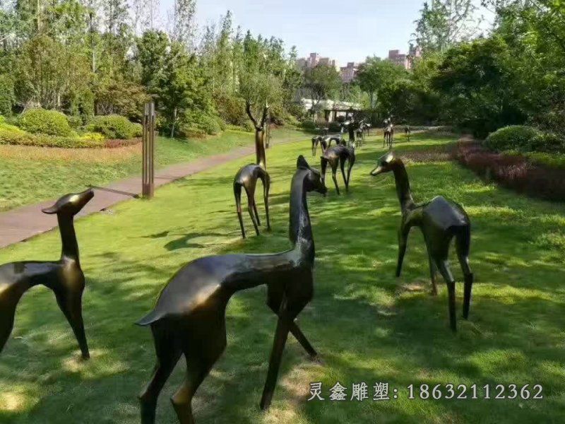 抽象几何鹿铜雕 (6)