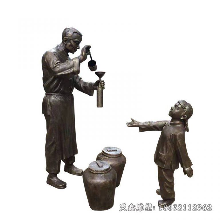 打酱油小品民俗人物铜雕 (2)