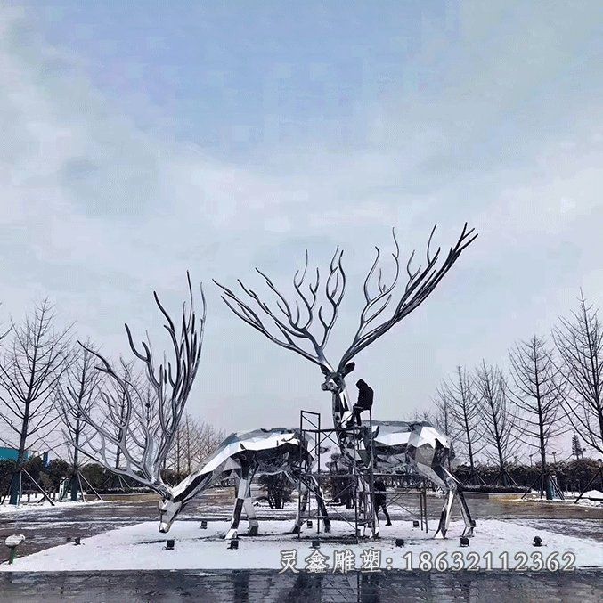不锈钢鹿雕塑 (4)