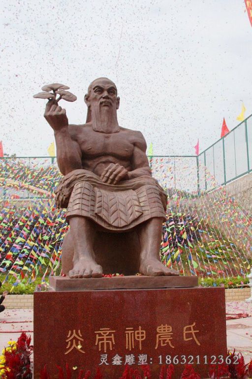伏羲人物铜雕，古代人物雕塑