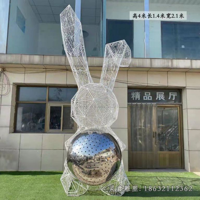不锈钢兔子雕塑 (4)