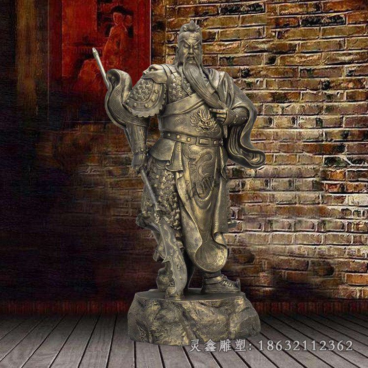 古代捋须关公铜雕