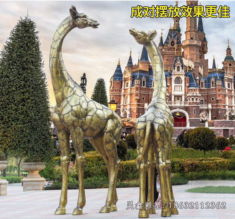玻璃钢金色小鹿动物雕塑，玻璃钢仿铜动物雕塑3