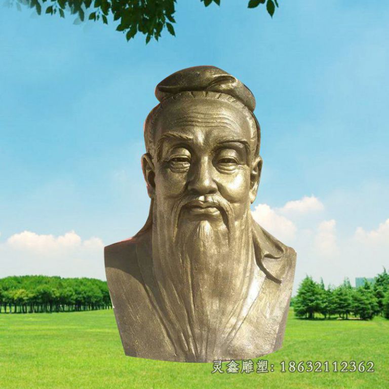 孔子头像雕塑，校园名人铜雕