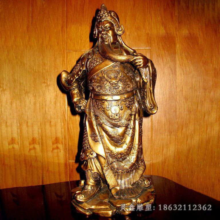 捋胡子关公铜雕，古代名人铜雕