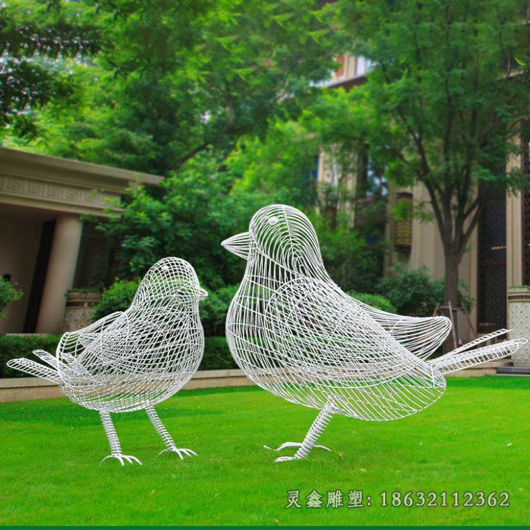 不锈钢小鸟动物雕塑 (1)