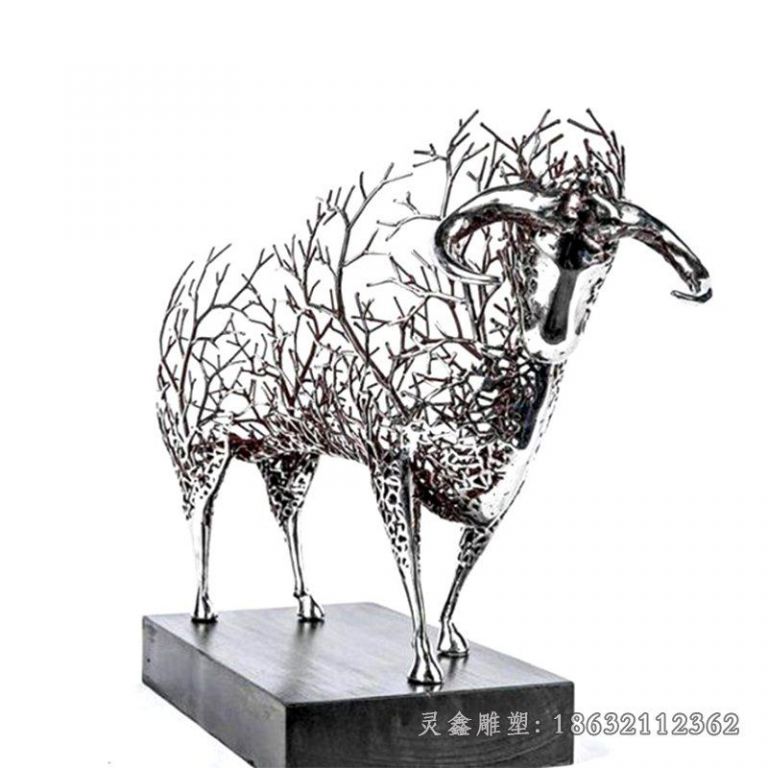 不锈钢羊雕塑 (6)