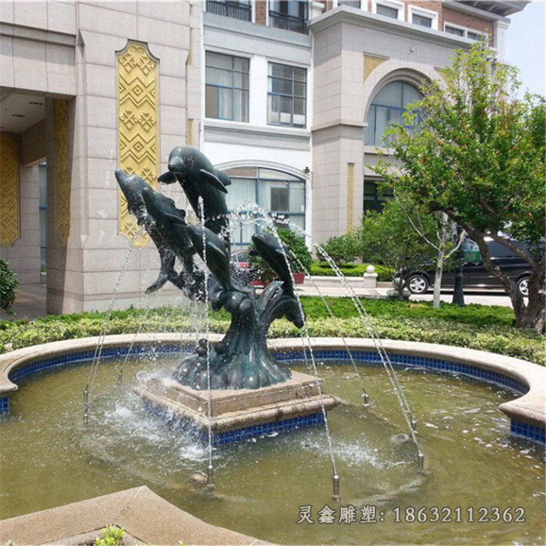 青铜海豚喷泉雕塑[1]