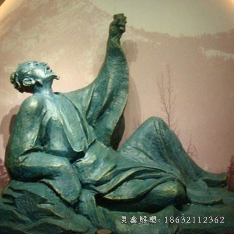 青铜李白雕塑