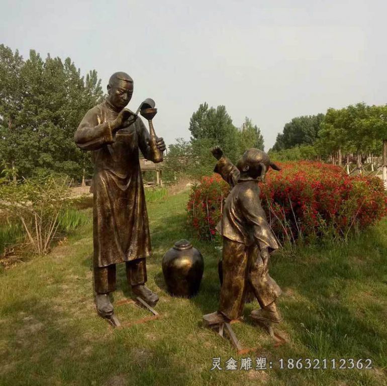 商业街打酱油小品人物铜雕 (1)