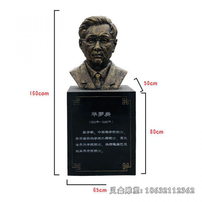 数学家华罗庚胸像铜雕 (1)