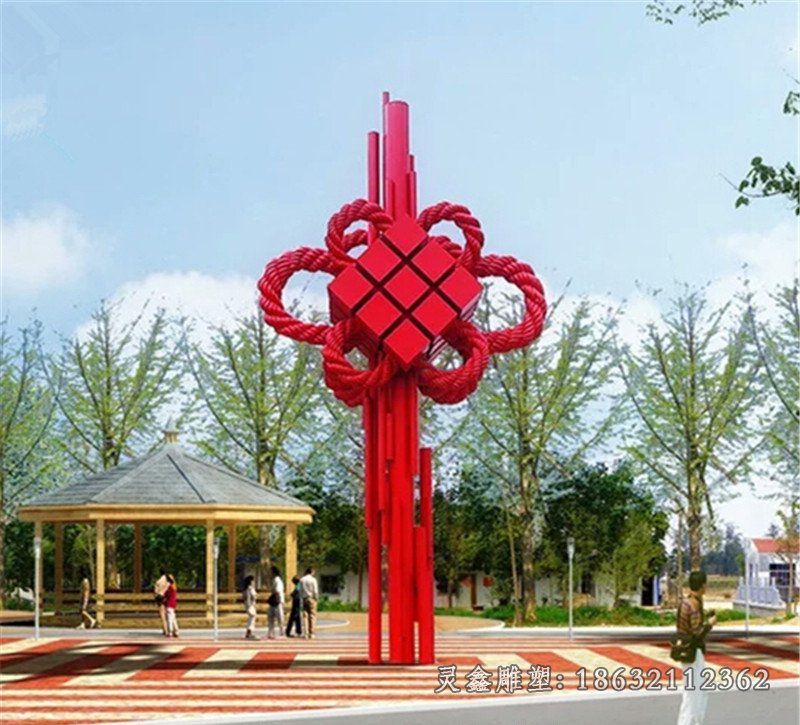 不锈钢中国结雕塑 (10)