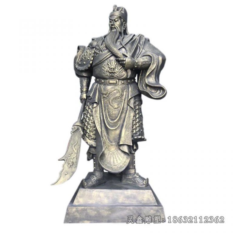 提刀关公铜雕 (3)
