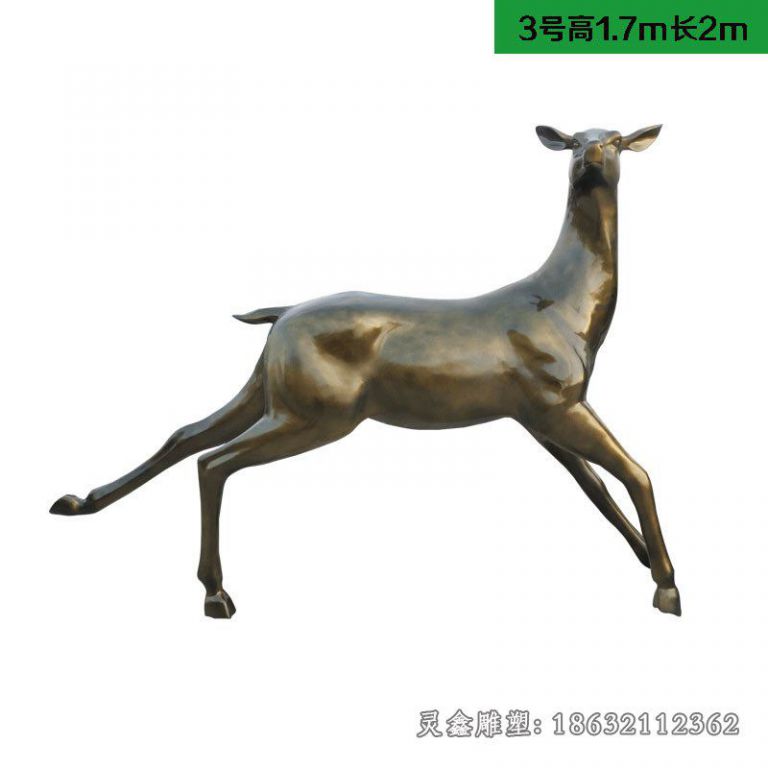 跳跃小鹿铜雕 (2)