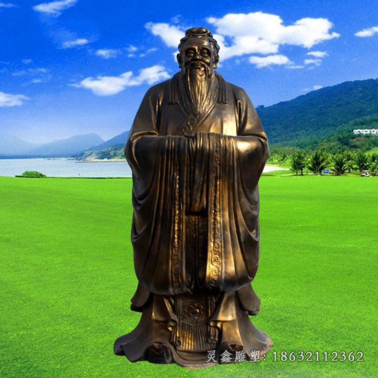 铜雕古代孔子人物雕塑，校园人物雕塑