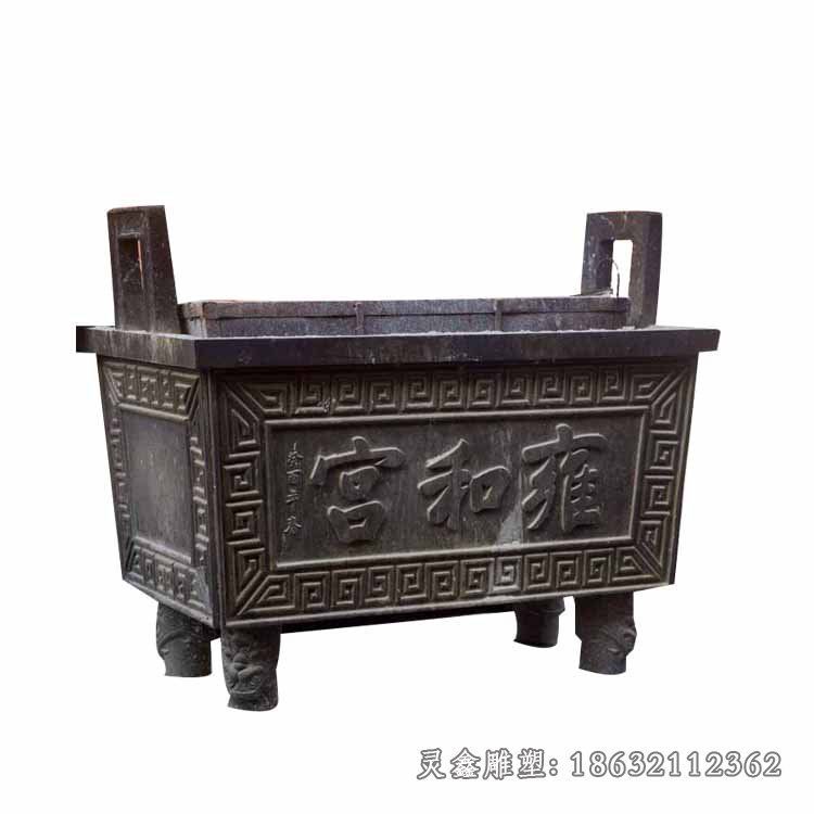铜雕香炉，方形铜香炉
