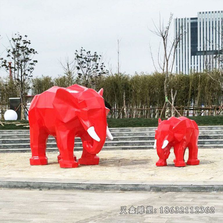 不锈钢大象雕塑 (2)