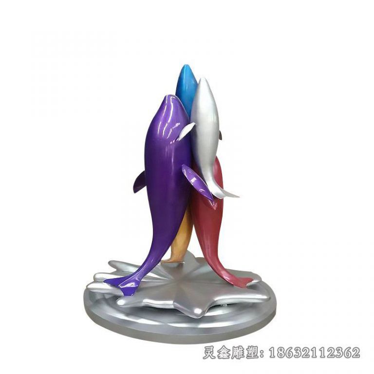 不锈钢海豚动物雕塑 (48)