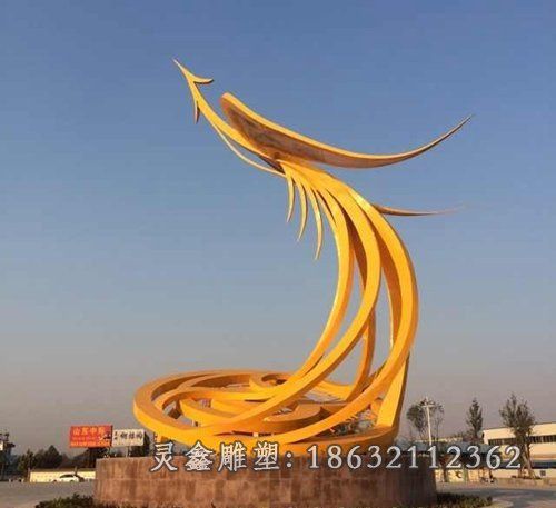 不锈钢凤凰动物雕塑 (10)_看图王