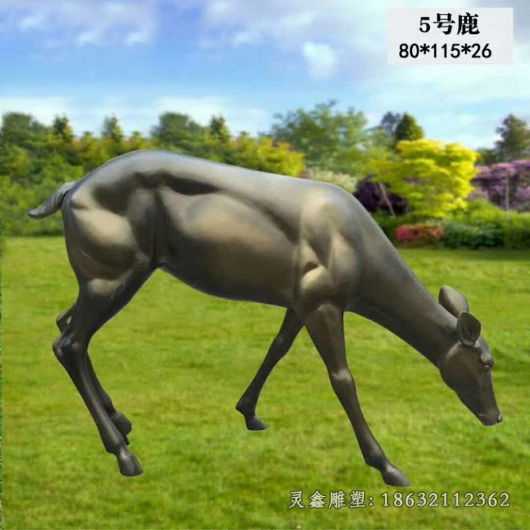 低头鹿动物铜雕