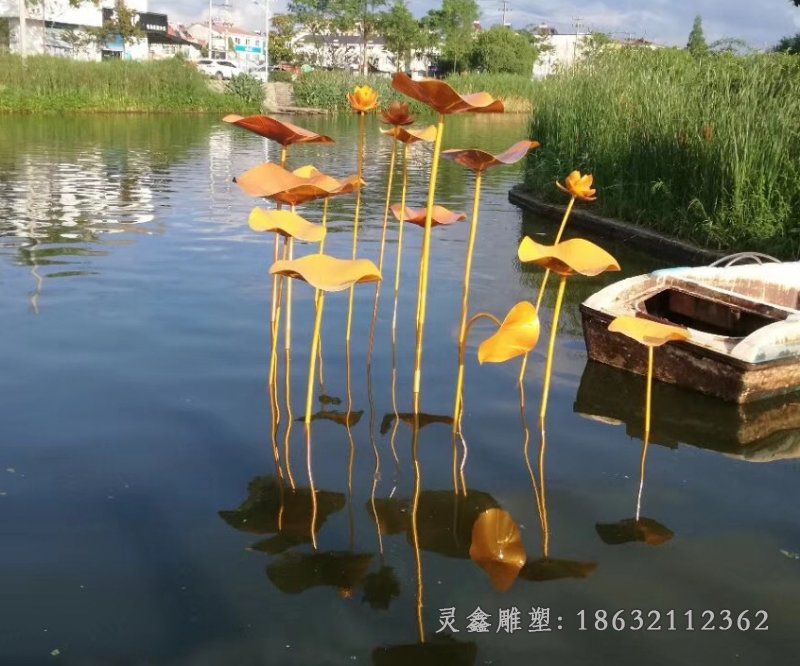 不锈钢荷叶雕塑 (1)