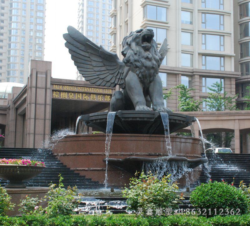 飞狮铜雕，飞狮喷泉铜雕