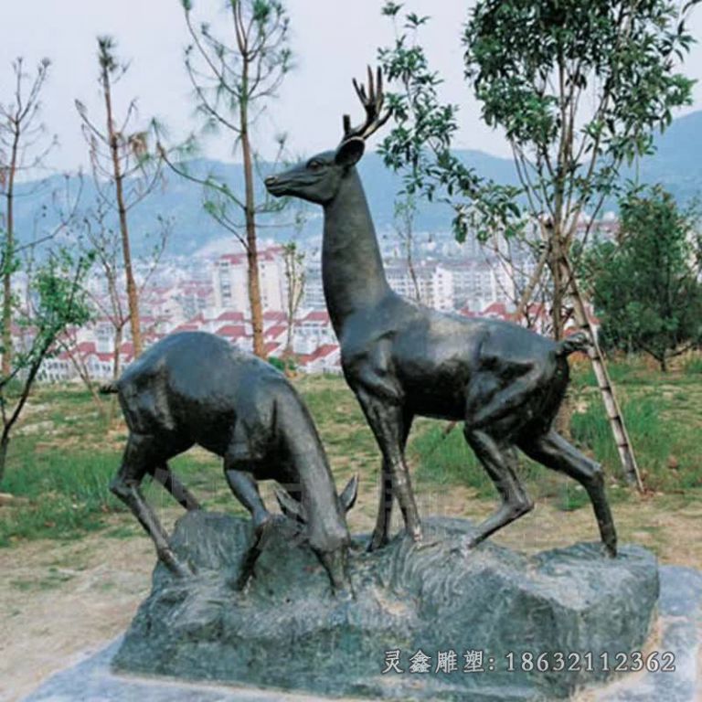 公园景区铜雕鹿