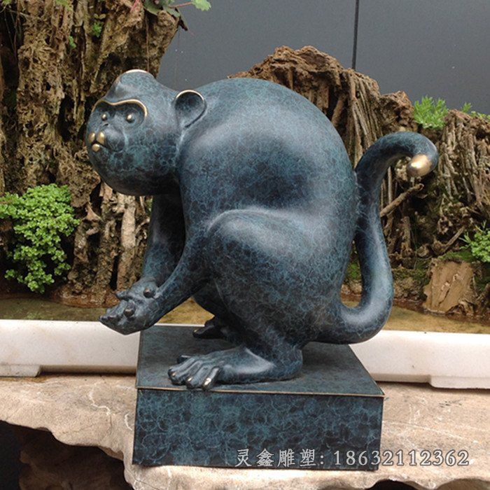 猴子动物铜雕 (4)