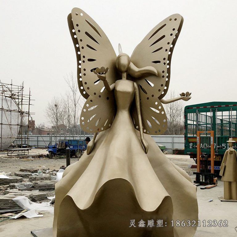 蝴蝶少女铜雕