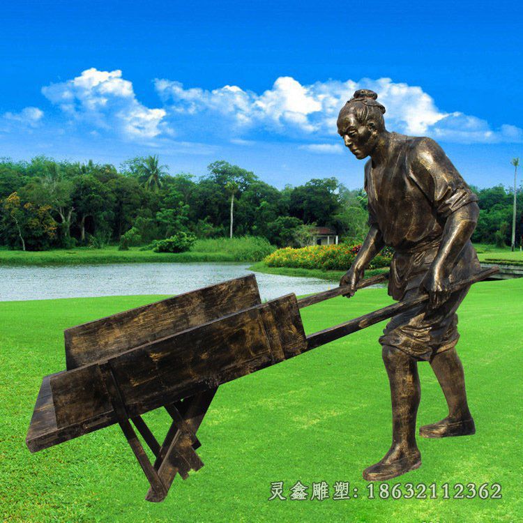 久夏定制大型玻璃钢雕塑仿铜人物民俗雕塑农耕雕塑生态园景观摆件56191