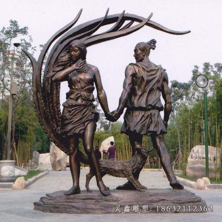 聚方雕塑长期供应城市大型铜雕铸铜雕塑户外园林景观人物古代老人41496