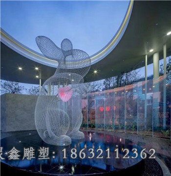 不锈钢兔子雕塑 (1)