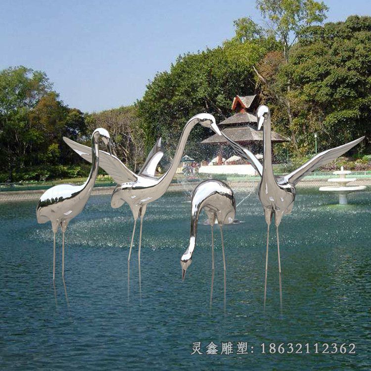不锈钢仙鹤雕塑 (10)