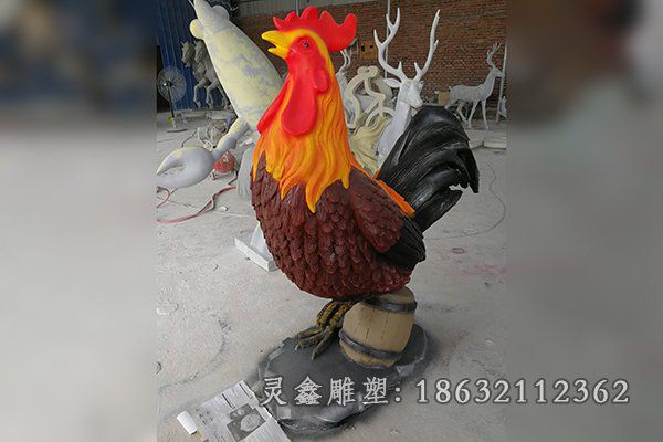 玻璃钢生肖鸡标志雕塑