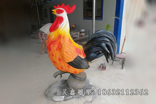 玻璃钢生肖鸡景观雕塑