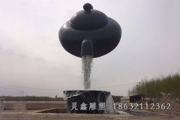 城市茶壶抽象景观铜雕