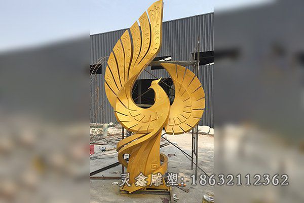 不锈钢凤凰雕塑 (1)
