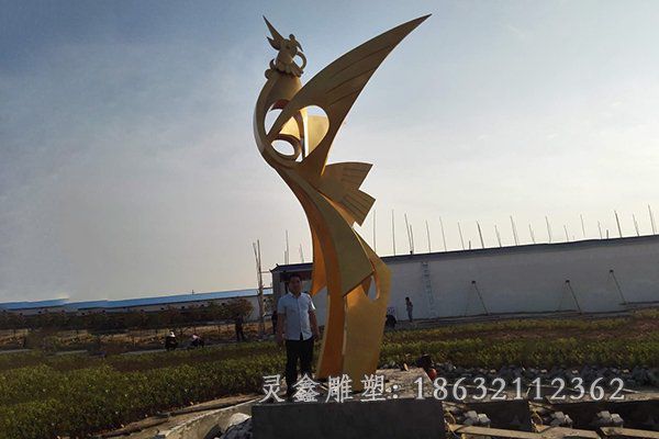 不锈钢凤凰雕塑 (4)