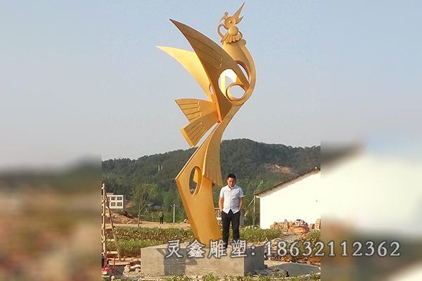 不锈钢凤凰雕塑 (7)
