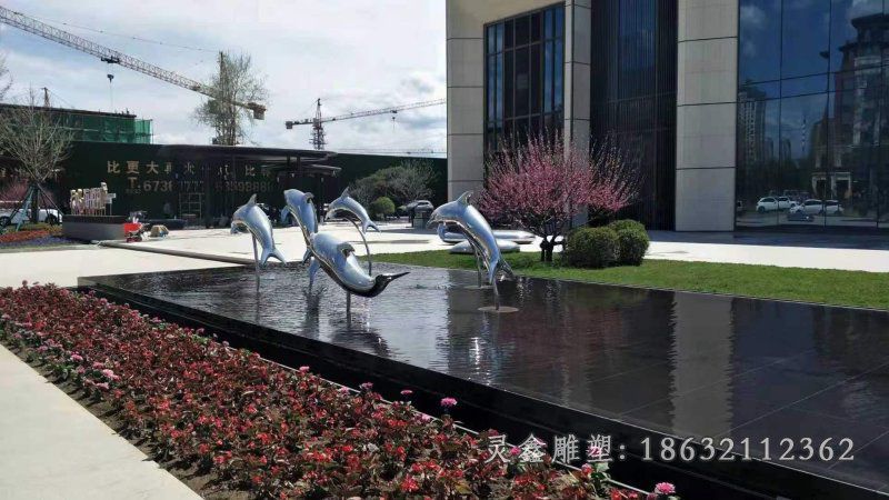 不锈钢海豚雕塑 (1)
