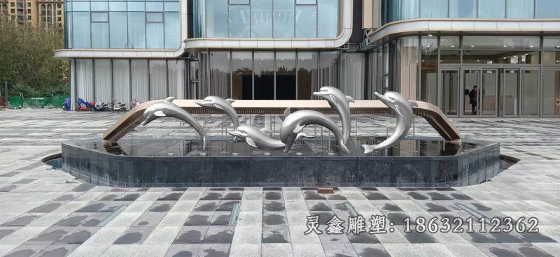 不锈钢海豚雕塑 (2)