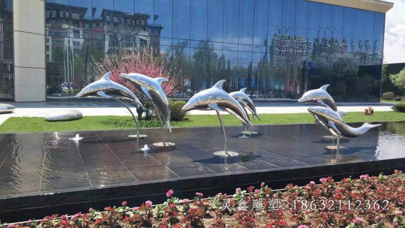 不锈钢海豚雕塑 (3)