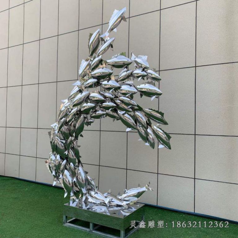 不锈钢鱼群雕塑 (2)