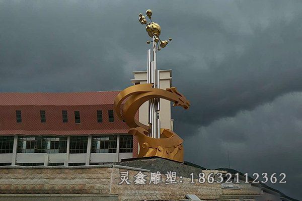 不锈钢龙柱雕塑 (2)