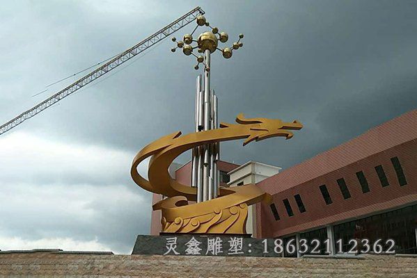 不锈钢龙柱雕塑 (3)
