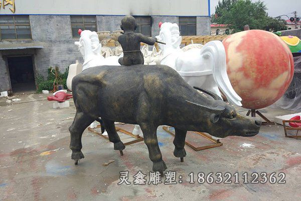 城市牧童放牛景观铜雕