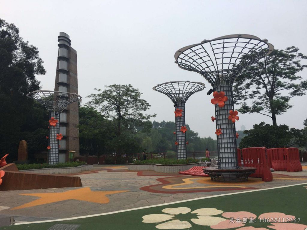 镂空不锈钢廊架雕塑
