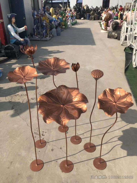 荷花标志景观铜雕