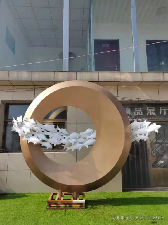 鱼群不锈钢景观雕塑
